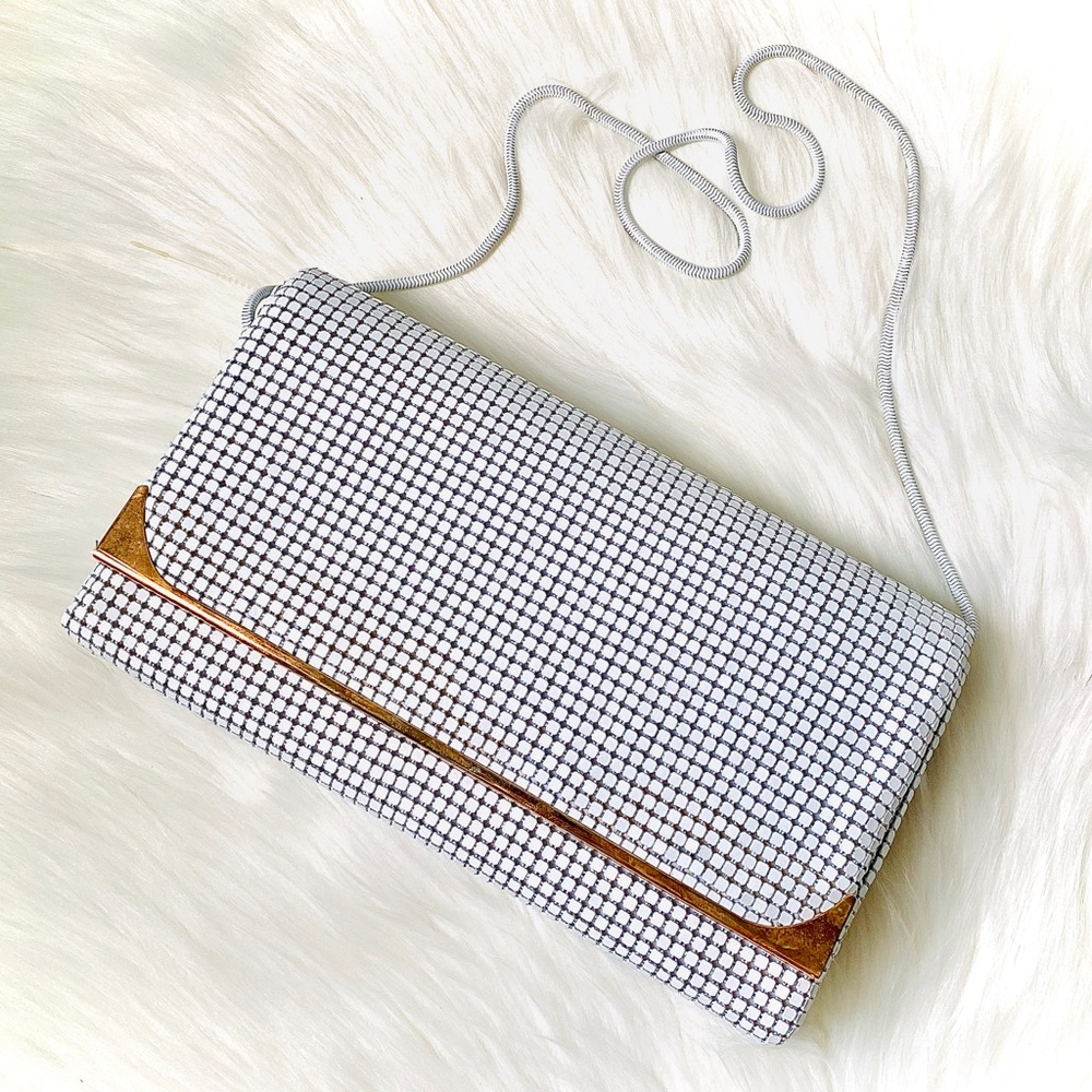 Vintage GoldCrest Clutch Bag Silver Mesh In Box